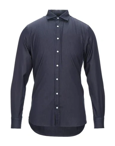 Shop Gazzarrini Man Shirt Midnight Blue Size M Cotton