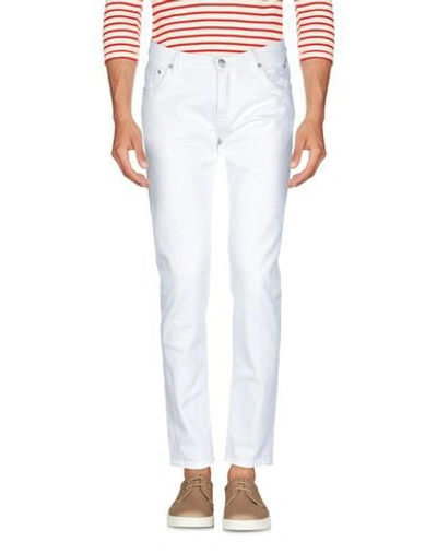 Shop Grey Daniele Alessandrini Man Jeans White Size 34 Cotton, Elastane