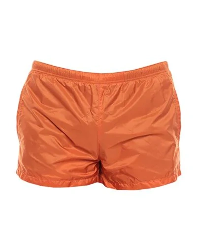 Shop Prada Swim Trunks In Orange