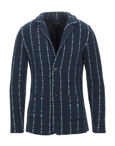 Shop Albarena Suit Jackets In Dark Blue