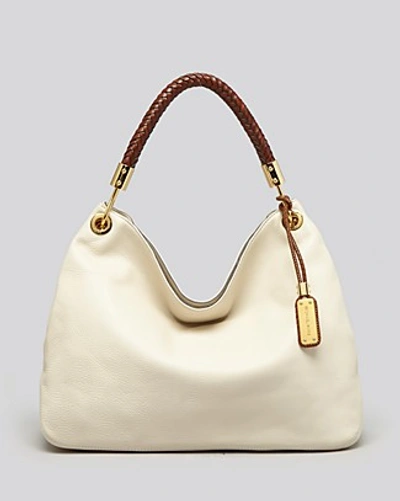 Michael Kors Skorpios Leather Hobo In Ecru