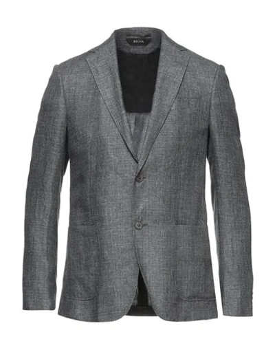 Shop Z-zegna Suit Jackets In Lead