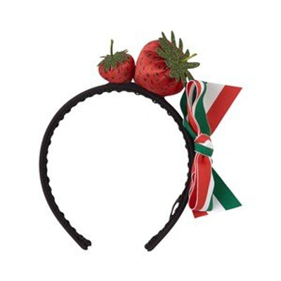 Shop Monnalisa Black Cerchietto Strawberry Headband