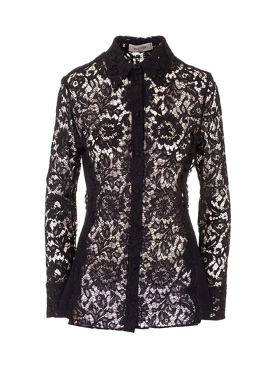 Shop Valentino Lace Shirt In Black