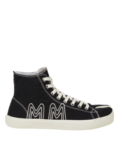 Shop Maison Margiela Tabi High Top Sneakers In Black