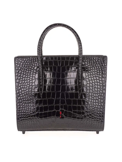 Shop Christian Louboutin Paloma S Medium Crocodile Effect Bag In Black