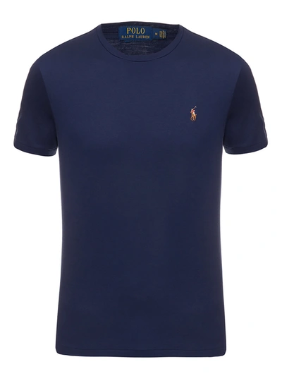 Shop Polo Ralph Lauren Embroidered T-shirt In Dark Blue