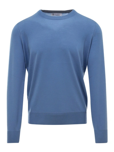 Shop Brunello Cucinelli Wool-cashmere Blend Jumper In Blue