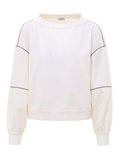 Shop Brunello Cucinelli Monili Detail Sweatshirt In White