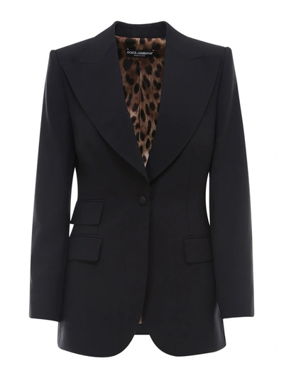 Shop Dolce & Gabbana Stretch Wool Blazer In Black