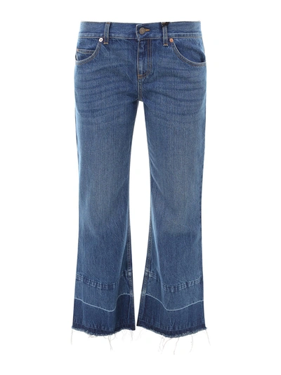 Shop Gucci Donald Duck Cropped Jeans In Medium Wash