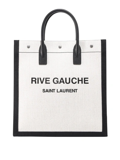 Shop Saint Laurent Rive Gauche Tote In White