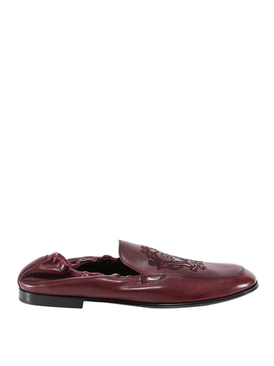 Shop Dolce & Gabbana Calfskin Loafers In Red