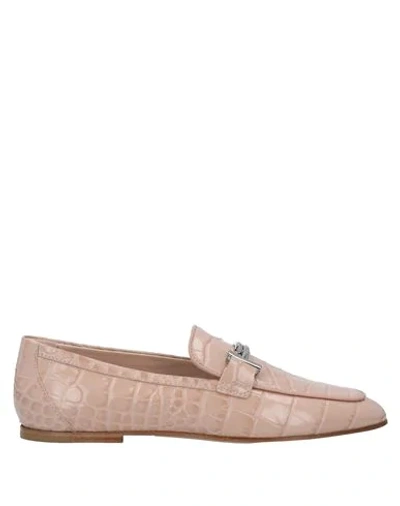 Shop Tod's Woman Loafers Blush Size 4 Soft Leather In Pale Pink