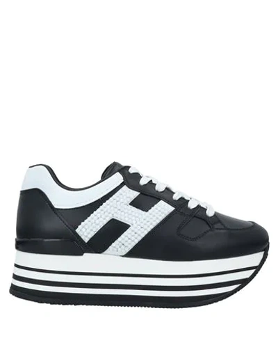 Hogan Woman Sneakers Black Size 4 Soft Leather In Black