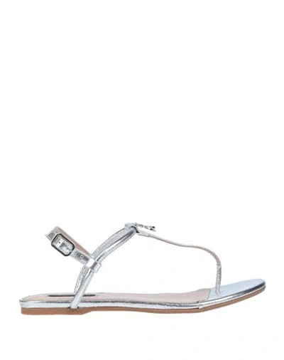 Shop Patrizia Pepe Toe Strap Sandals In Silver