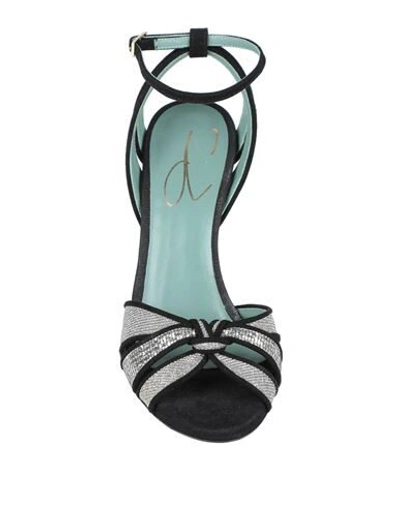 Shop Paola D'arcano Woman Sandals Platinum Size 6 Textile Fibers In Grey