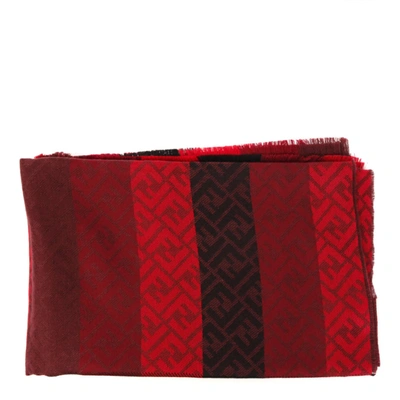 Shop Fendi Ff Monogram Scarf In Red