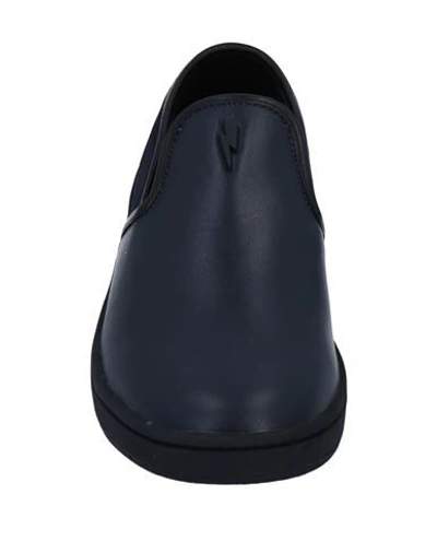 Shop Neil Barrett Woman Sneakers Midnight Blue Size 8 Soft Leather, Textile Fibers