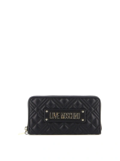 Shop Love Moschino Quilted Wallet In Black