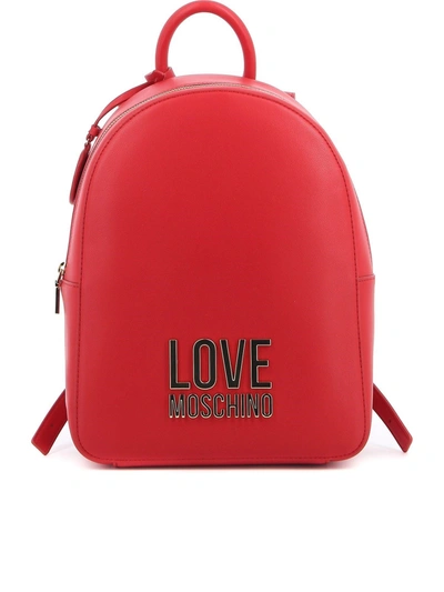 Shop Love Moschino Vegan Leather Backpack In Red