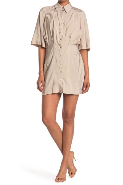 Shop Ba&sh Cara Button Front Shirt Dress In Beige