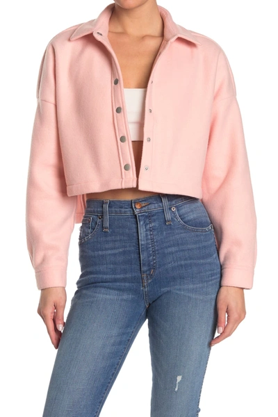 Shop Abound Cozy Cropped Shirt Jacket In Pink Salmon