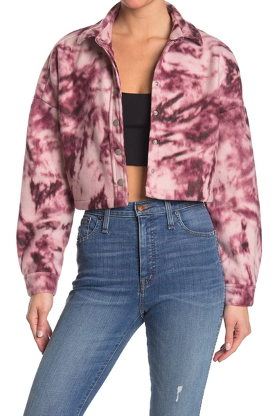 Shop Abound Cozy Cropped Shirt Jacket In Purple Tie Dye