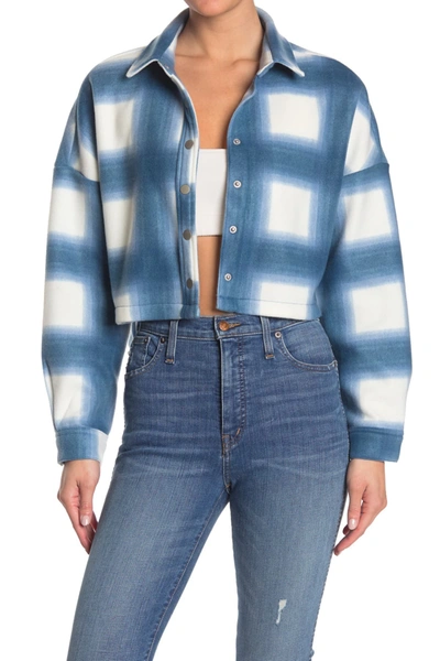 Shop Abound Cozy Cropped Shirt Jacket In Blue Plaid
