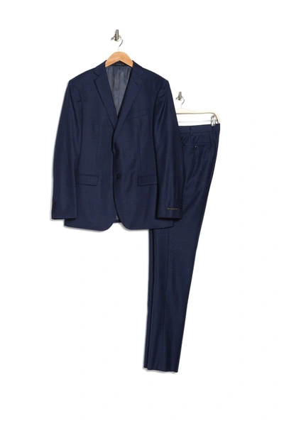 Shop John Varvatos Navy Plaid Two Button Notch Lapel Wool Suit