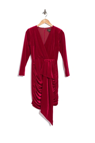 Shop Alexia Admor Juliana Draped Velvet Wrap Dress In Raspberry