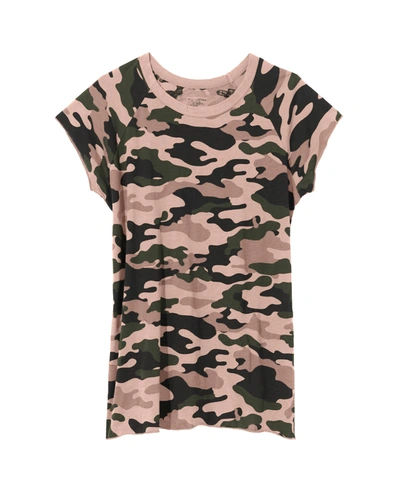 Shop Nili Lotan Camouflage Short Sleeve Baseball Tee In Camouflage Dusty Pink