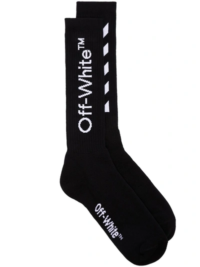 Shop Off-white Diagonal Stripe Logo Socks In Black