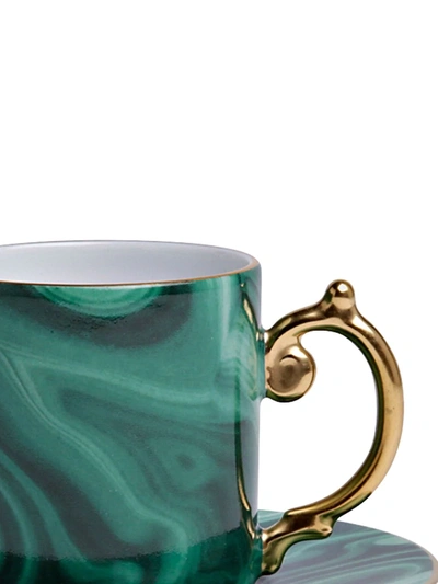 Shop L'objet Malachite Espresso & Saucer Set In Green