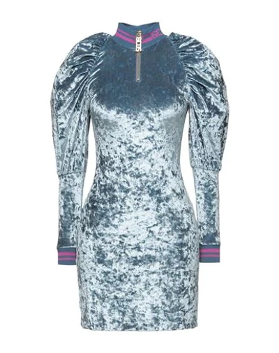 Shop Gcds Woman Mini Dress Pastel Blue Size S Polyester, Elastane, Polyamide, Cotton