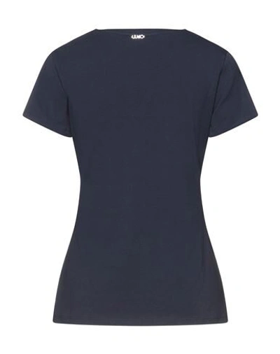 Shop Liu •jo Woman T-shirt Midnight Blue Size S Cotton, Elastane