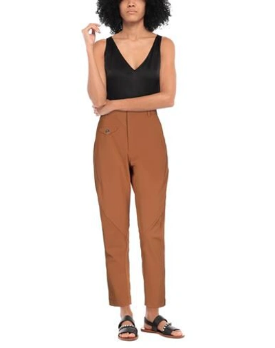 Shop High Woman Pants Tan Size 10 Polyester, Elastane, Polyamide In Brown