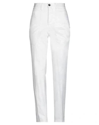 Shop Jeckerson Woman Pants White Size 31 Cotton, Elastane