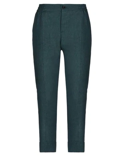 Shop Berwich Woman Pants Emerald Green Size 4 Cotton, Linen