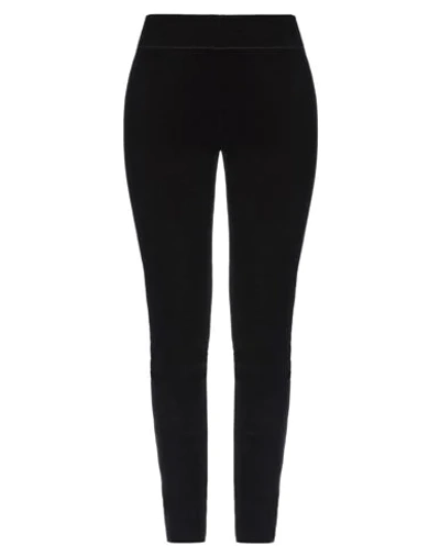 Shop Jil Sander Woman Leggings Dark Brown Size 10 Lambskin