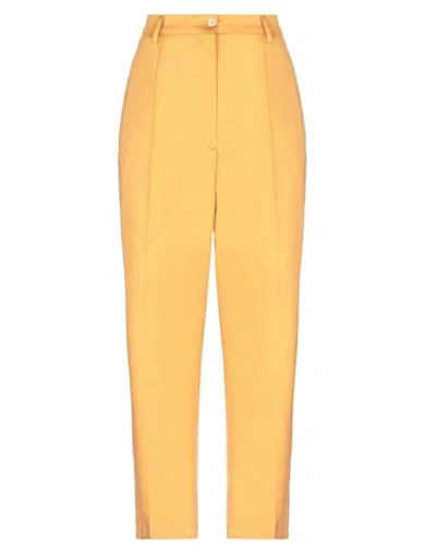 Shop Michael Coal Woman Pants Ocher Size 32 Cotton, Elastane In Yellow