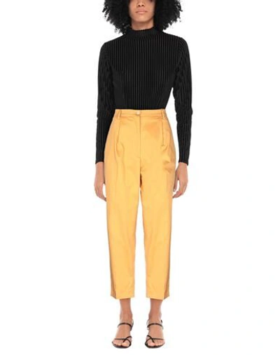 Shop Michael Coal Woman Pants Ocher Size 32 Cotton, Elastane In Yellow