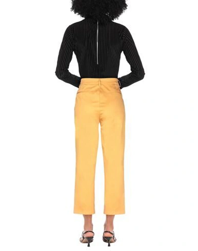 Shop Michael Coal Woman Pants Ocher Size 32 Cotton, Elastane In Yellow