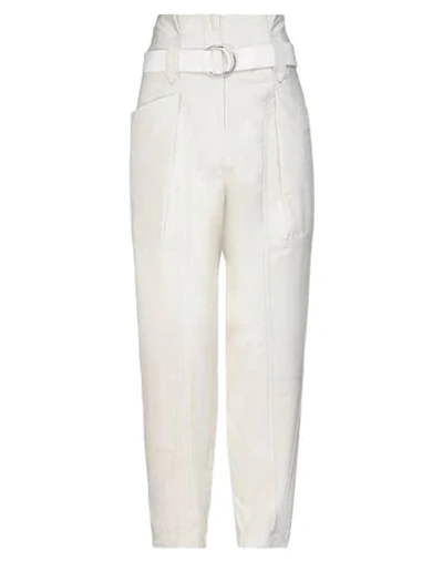 Shop Iro Woman Pants Ivory Size 10 Cotton In White