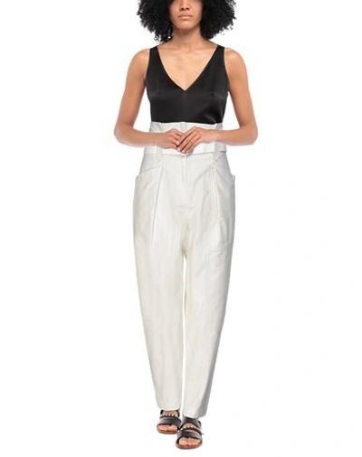 Shop Iro Woman Pants Ivory Size 10 Cotton In White