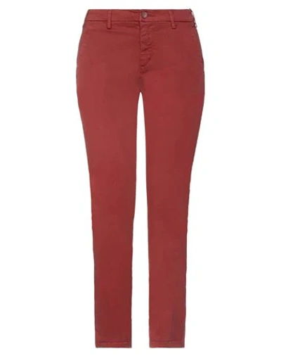 Shop 40weft Woman Pants Brick Red Size 2 Cotton, Elastane