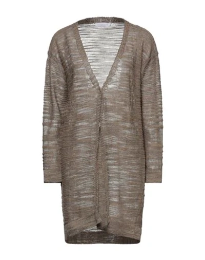 Shop Fabiana Filippi Woman Cardigan Khaki Size 4 Linen, Polyester, Metallic Fiber, Polyamide
