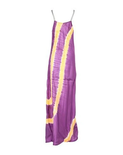 Shop Palm Angels Woman Maxi Dress Purple Size 6 Acetate, Viscose, Polyester, Polyamide, Elastane