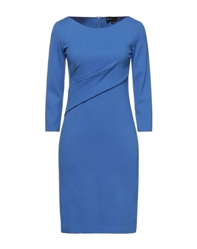 Shop Emporio Armani Woman Mini Dress Azure Size 8 Viscose, Polyamide, Elastane In Blue