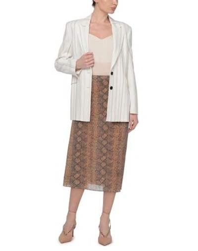 Shop Rokh Woman Midi Skirt Khaki Size 6 Silk In Beige